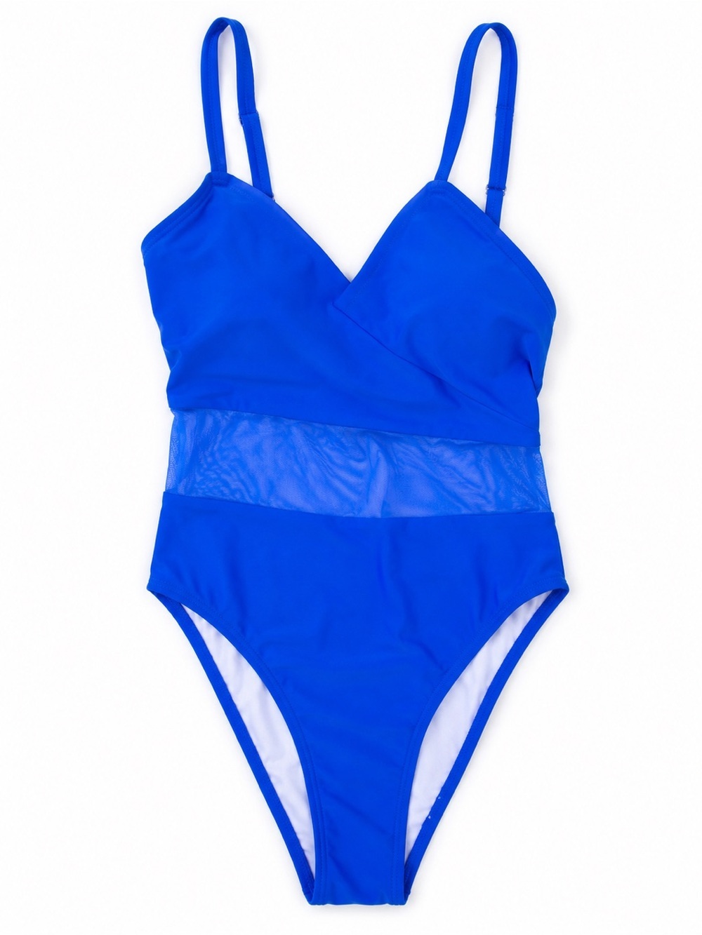 NWT Ai’Mage Royal Blue Mesh Cutout One Piece Swimsuit Size Large
